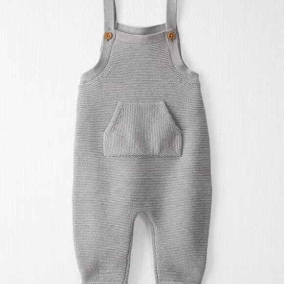 Carter’s Gray Cozy Knit Overalls - Picture 1 of 4